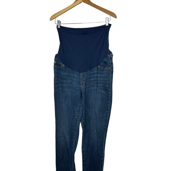 Indigo Blue Maternity Full Panel Straight Fit Medium Rinse Jeans Women's 1X - Picture 2 of 7